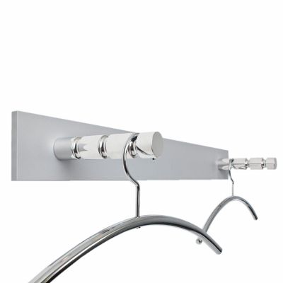 Hangon Wandgarderobe für zwei Kleiderbügel, silberne Wandmontage, modernes Design für Flur und Büro.